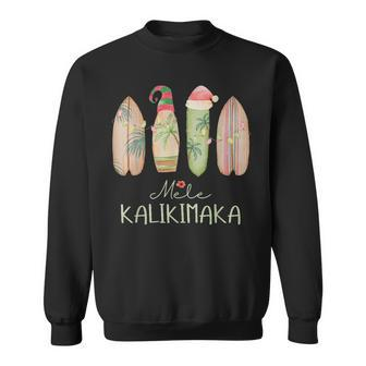 Retro Surfboard Santa Hat Mele Kalikimaka Hawaiian Christmas Men Women Sweatshirt Graphic Print Unisex - Seseable