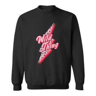 Retro Valentine Day Pink Leopard Lightning Bolt Boho Men Women Sweatshirt Graphic Print Unisex - Thegiftio UK