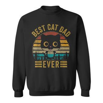 Retro Vintage Best Cat Dad Ever Fathers Day Cat Gift For Men Sweatshirt - Seseable