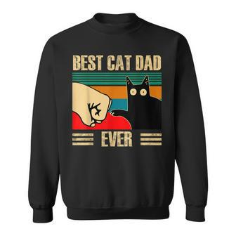 Retro Vintage Best Cat Dad Ever Funny Cat Dad Fist Pump Sweatshirt - Seseable