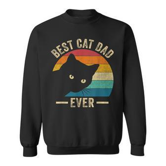 Retro Vintage Best Cat Dad Ever Funny Cat Daddy Fathers Day Sweatshirt - Seseable