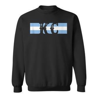 Retro Vintage Blue Stripes Kc Kansas City Sweatshirt | Mazezy