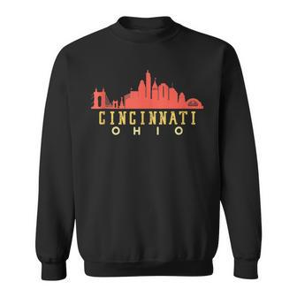 Retro Vintage Cincinnati Ohio Downtown City Skyline 70S 80S Sweatshirt - Seseable