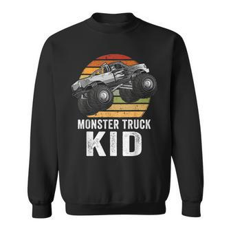 Retro Vintage Monster Truck Kid & Dad Cars Lovers Kids Boys Sweatshirt - Seseable