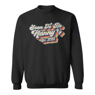 Retro Vintage Soon To Be Nanny 2023 New First Time Grandma Sweatshirt - Seseable