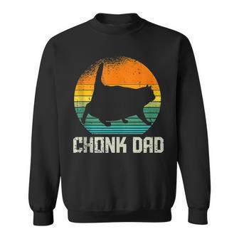 Retro Vintage Style Funny Fat Daddy Cat Meme Chonk Cat Dad V2 Sweatshirt - Seseable