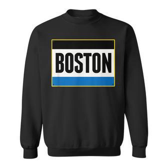 Retro Yellow Boston Massachusetts Ma Running Bib Stencil Sweatshirt | Mazezy