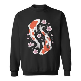 Retro Yin Yang Kawaii Japanese Koi Fish And Blossom Sakura Sweatshirt | Mazezy