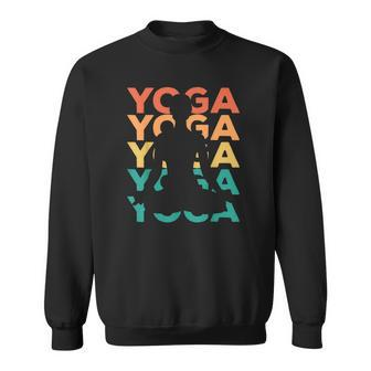 Retro Yoga Poses Sweatshirt, Farbenfrohes Design für Yoga-Liebhaber - Seseable
