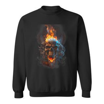 Revolution Riders Metal Skull Engine Flames Graphic Men Sweatshirt | Mazezy