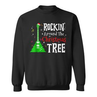 Rockin Around The Christmas Tree Guitar Gifts Xmas Idea Men Women Sweatshirt Graphic Print Unisex - Seseable