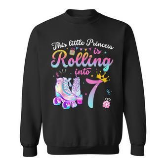 Roller Skate 7Th Birthday 7 Year Old Girl Party Outfit Sweatshirt | Mazezy