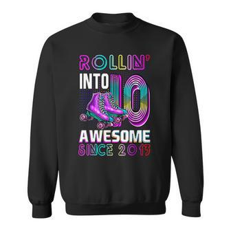 Rollin Into 10 Awesome 2013 Roller Skating 10Th Birthday Sweatshirt - Seseable