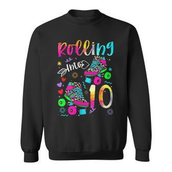 Rolling Into 10Th Birthday Leopard Roller Skates 10 Yrs Old Sweatshirt - Seseable