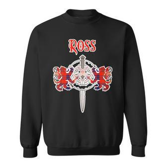 Ross Scottish Clan Family Name Tartan Lion Sword Men Women Sweatshirt Graphic Print Unisex - Seseable