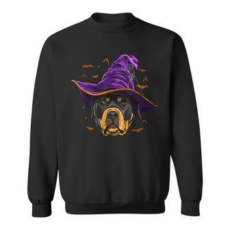 Rottweiler Witch Funny Halloween Dog Lover Men Women Sweatshirt Graphic Print Unisex - Thegiftio UK