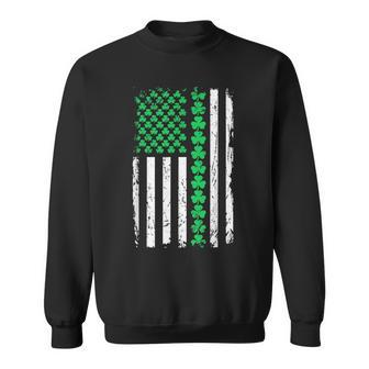 Saint Pattys Irish St Patricks Day Shamrock American Flag Sweatshirt - Seseable