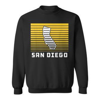 San Diego California Retro Gradient Stripes State Outline Sweatshirt | Mazezy
