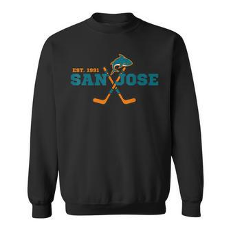 San Jose Est 1991 Sports Team Novelty Athletic Shark Sweatshirt | Mazezy