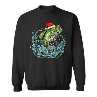 Santa Bass Fishing Christmas For Men Funny Fishermen Xmas V5 Men Women Sweatshirt Graphic Print Unisex - Thegiftio UK