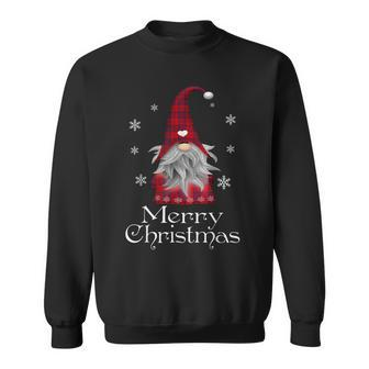 Santa Claus Garden Gnome Merry Christmas Plaid Men Women Sweatshirt Graphic Print Unisex - Seseable