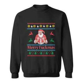 Santa Claus Middle Finger Merry Fuckmas Ugly Christmas Gift Sweatshirt - Monsterry UK