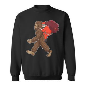 Santa Claus Riding Bigfoot Sasquatch Funny Christmas Gifts Men Women Sweatshirt Graphic Print Unisex - Thegiftio UK