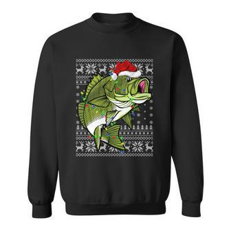 Santa Hat Bass Fish Xmas Lighting Ugly Bass Christmas Funny Gift Sweatshirt - Monsterry DE