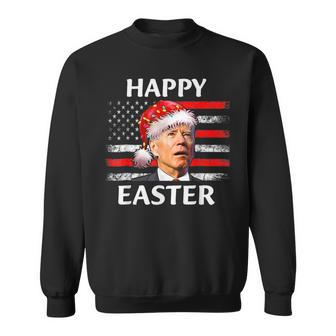 Santa Joe Biden Confused Happy Easter Christmas America Flag Men Women Sweatshirt Graphic Print Unisex - Seseable
