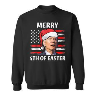 Santa Joe Biden Confused Happy Easter Christmas America Flag V10 Men Women Sweatshirt Graphic Print Unisex - Seseable