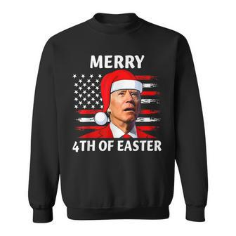 Santa Joe Biden Confused Happy Easter Christmas America Flag V3 Men Women Sweatshirt Graphic Print Unisex - Seseable
