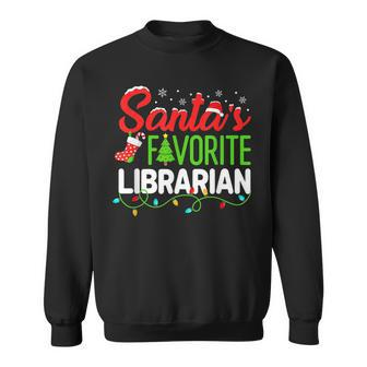 Santas Favorite Librarian Christmas Library Book Elf Funny Men Women Sweatshirt Graphic Print Unisex - Thegiftio UK