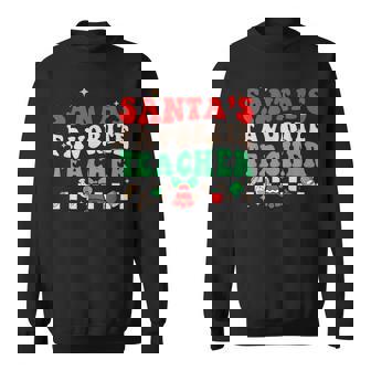 Santas Favorite Teacher Funny Christmas Groovy Santa Holiday V8 Men Women Sweatshirt Graphic Print Unisex - Thegiftio