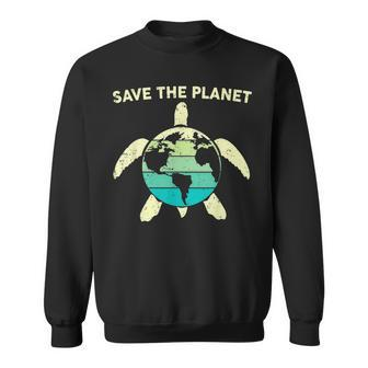 Save The Planet Earth Day Environment Turtle Recycle Ocean Sweatshirt | Mazezy