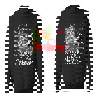 Schnauzer Ride Red Truck Merry Christmas Pajamas Men Women Sweatshirt Graphic Print Unisex | Seseable CA