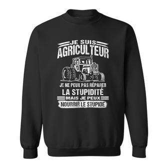 Schwarzes Sweatshirt mit Je suis Agriculteur, Traktor-Design für Landwirte - Seseable
