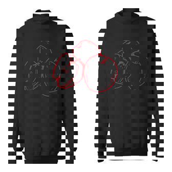 Schwarzes Sweatshirt mit Rotem Apfel-Design, Kreatives Obst Motiv Tee - Seseable