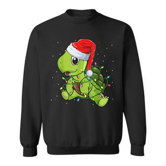 Sea Turtle Christmas Lights Funny Santa Hat Merry Christmas V5 Men Women Sweatshirt Graphic Print Unisex - Thegiftio UK