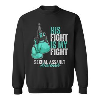 Sexual Assault Awareness Month Boxing Gloves Teal Ribbon Sweatshirt | Mazezy