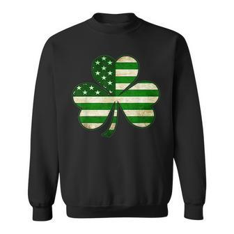Shamrock Irish American Flag Ireland Flag St Patricks Day V4 Sweatshirt - Seseable