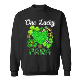 Shamrock Leopard Plaid One Lucky Para St Patricks Day Sweatshirt - Seseable