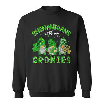Shenanigans With My Gnomies Shamrock Leopard St Patricks Day Sweatshirt - Seseable