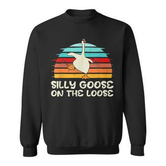 Silly Goose On The Loose Retro Sunset Funny Quote Gift T Sweatshirt | Mazezy CA