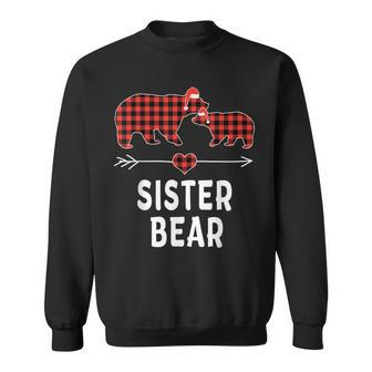 Sister Bear Christmas Buffalo Plaid Red White & Black Men Women Sweatshirt Graphic Print Unisex - Thegiftio UK