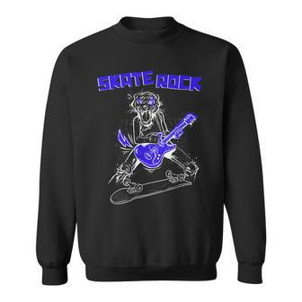 Skate Tiger Skater Rocking Guitar Skateboard Skating Gift Men Women Sweatshirt Graphic Print Unisex - Seseable