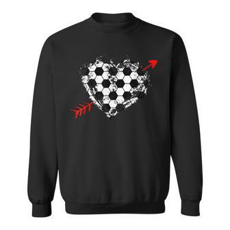 Soccer Valentines Day Soccer Ball Cupids Arrow Heart Men Women Sweatshirt Graphic Print Unisex - Seseable