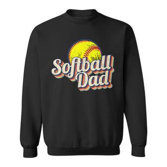 Softball Dad Funny Retro Vintage Softball Dad Sweatshirt - Seseable