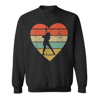 Softball Player Vintage Design Retro Baseball Heart Sport Sweatshirt - Seseable