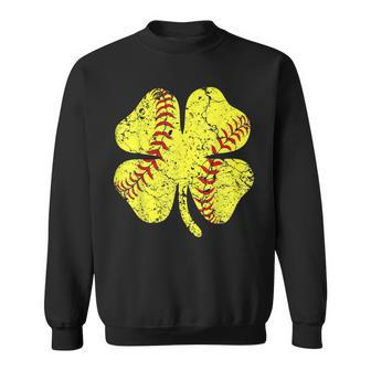 Softball St Patricks Day Girls Women Catcher Shamrock Gifts Sweatshirt - Seseable