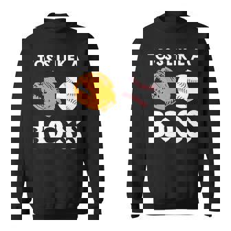 Softball Toss Like A Boss Sports Pitcher Team Ball Glove Cool Sweatshirt | Mazezy
